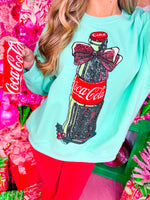 QOS- Mint Green Bow Coca Cola Bottle Sweatshirt