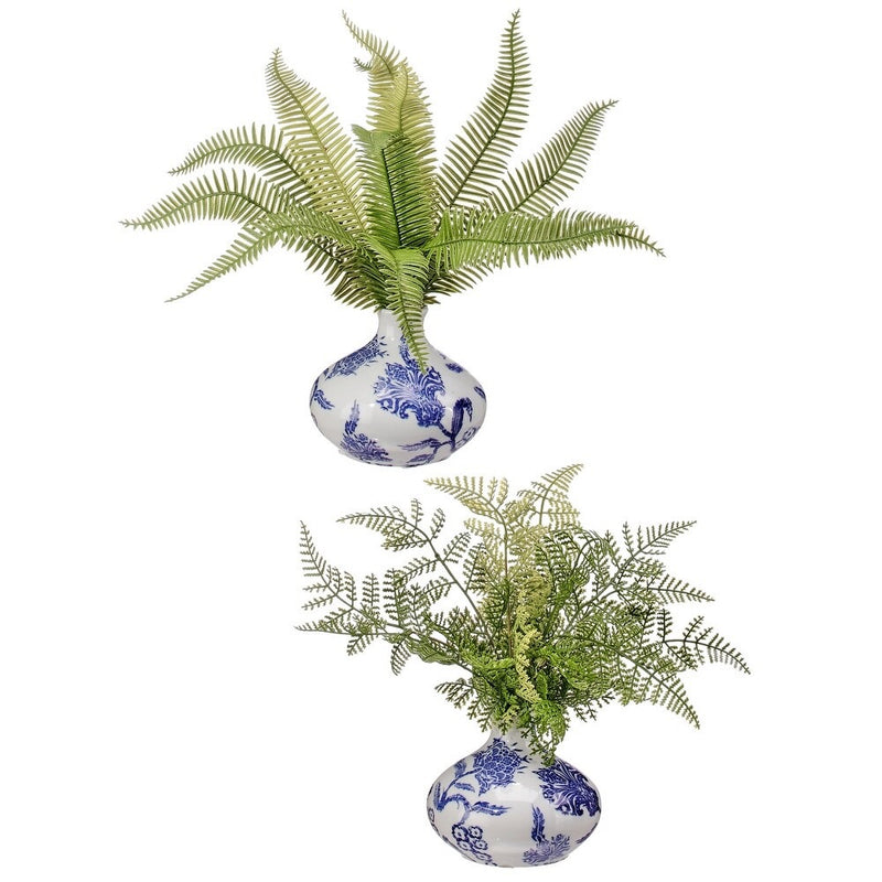 Plastic Natural Touch Fern In Ceramic Bud Vase 11.5"