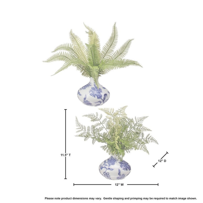 Plastic Natural Touch Fern In Ceramic Bud Vase 11.5"