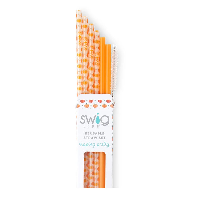 Swig - Pumpkins + Orange Reusable Straw Set