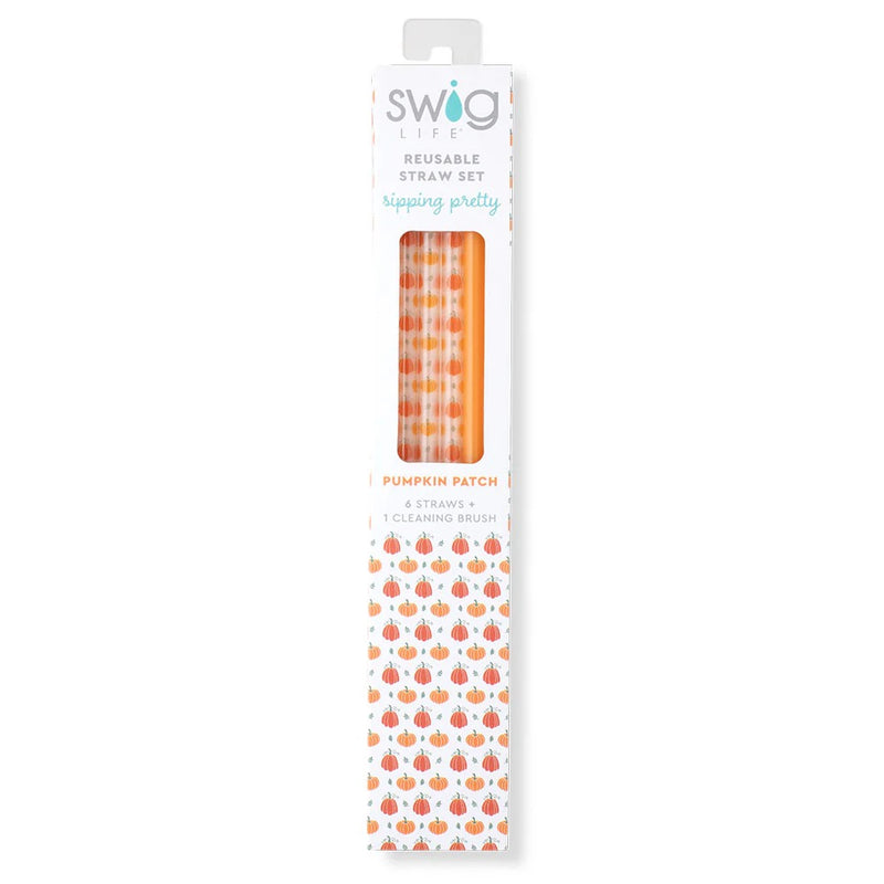 Swig - Pumpkins + Orange Reusable Straw Set