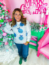 Mary Square- Kelly Sweatshirt- Blue Ornaments
