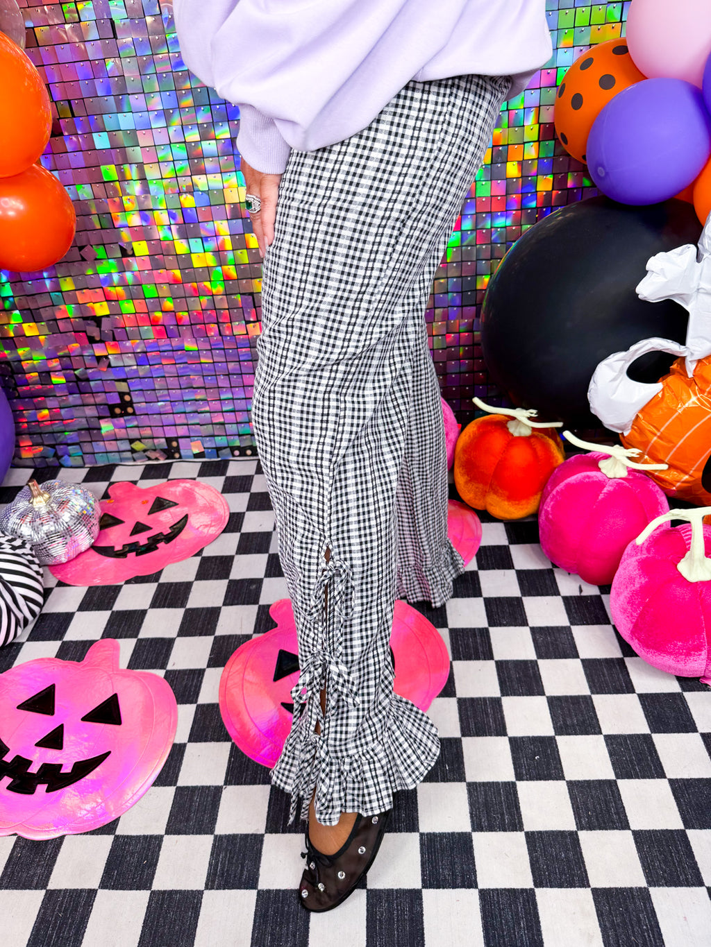 Spooky Plaid Wide Leg Pants