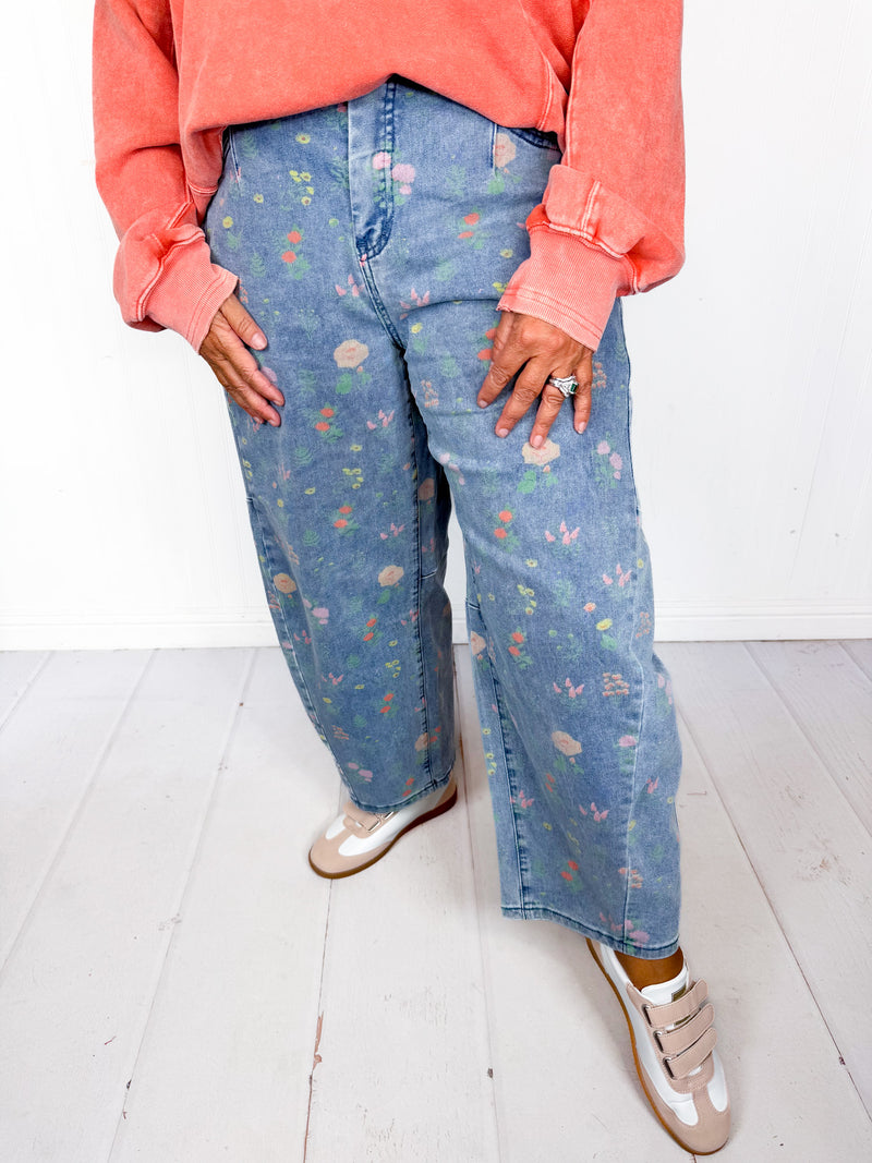Flower Child Barrel Jeans