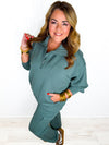 Chill Days Pants Set- Sage Green