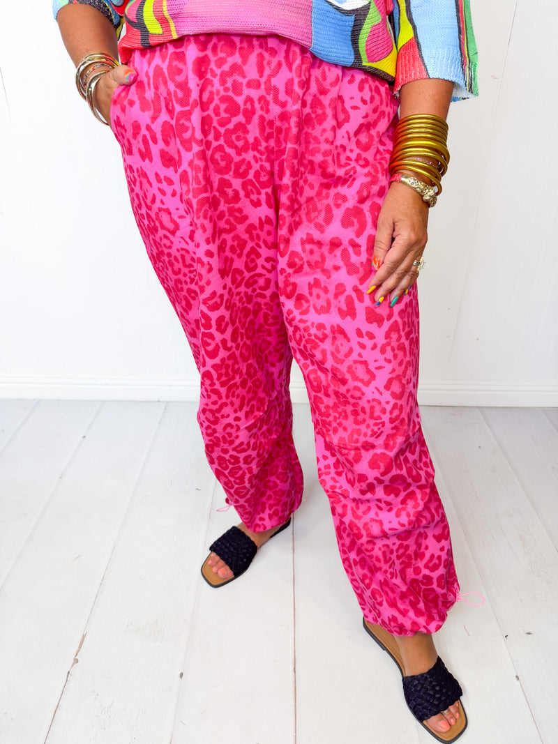Leopard Love Cargo Joggers- Pink