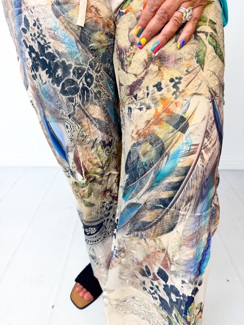 Fall Peacock Wide Leg Pants
