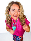 Metallic Magic Sleeveless Sweater- Pink