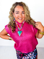 Metallic Magic Sleeveless Sweater- Pink