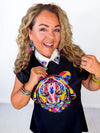 Queen of Sparkles- Black Rainbow Tiger Head Knit Sweater Dress