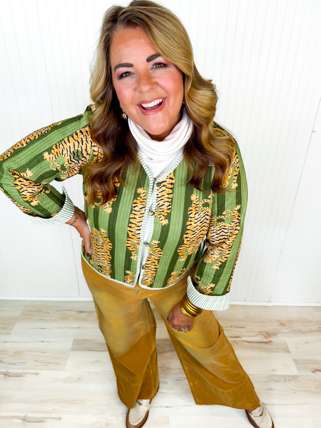 Talking Tigers Quilted Jacket- Green