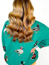 Queen of Sparkles- Green Duck Mock Neck Sweatshirt