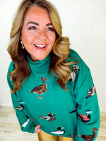Queen of Sparkles- Green Duck Mock Neck Sweatshirt