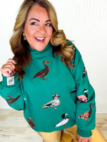 Queen of Sparkles- Green Duck Mock Neck Sweatshirt