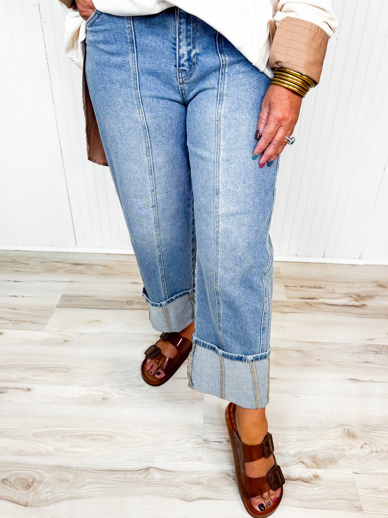 JBD- Hazel High Rise Cuffed Barrel Jeans