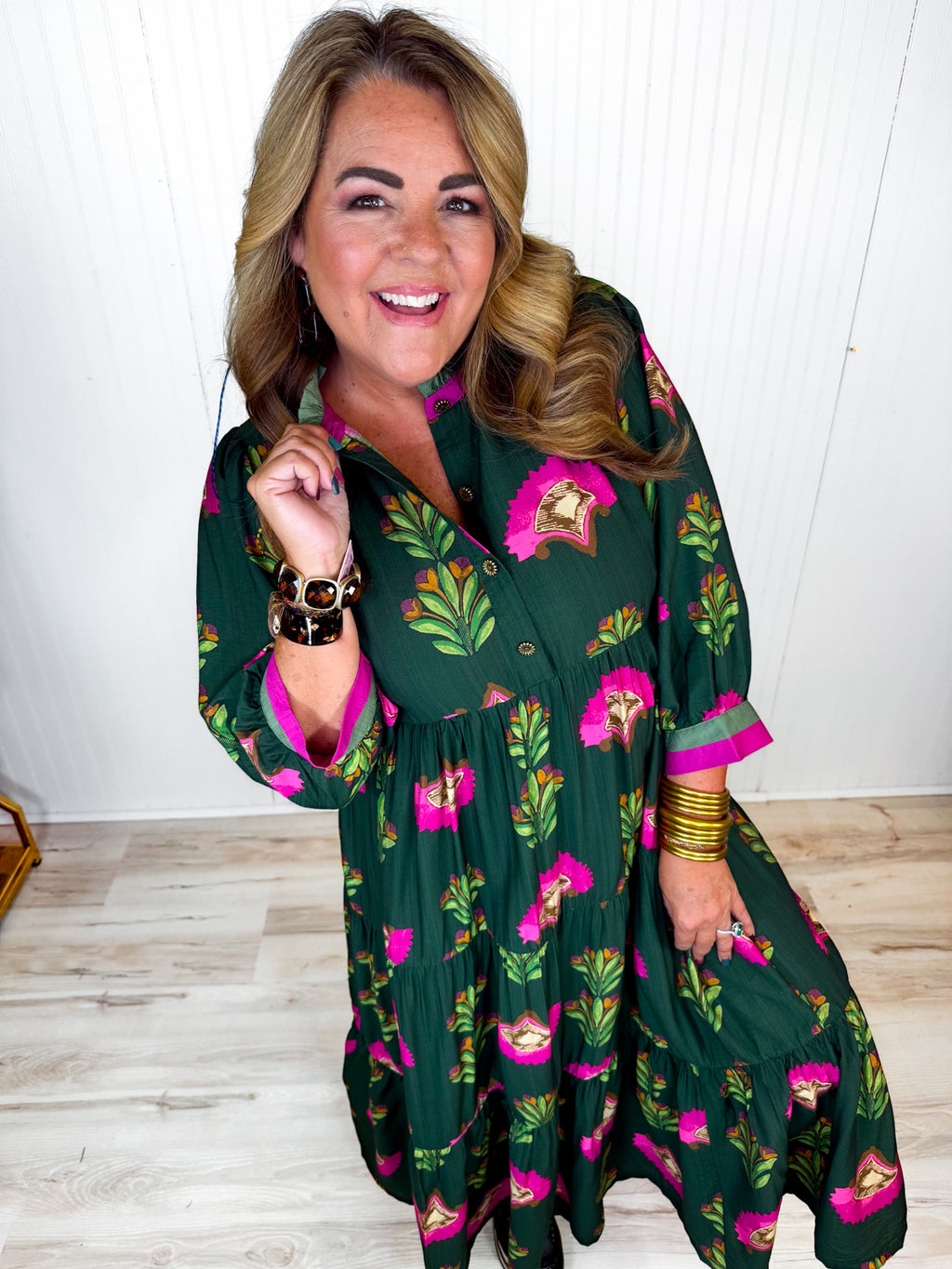 Pink Petals Midi Dress