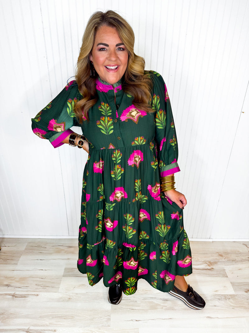 Pink Petals Midi Dress