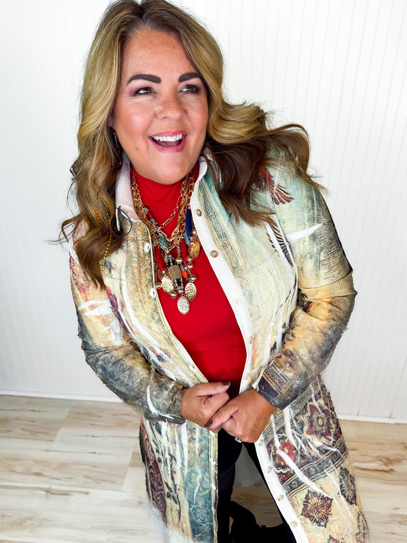 Birdsong Bliss Button Down Duster