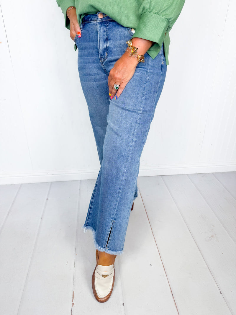 Risen- Julia Mid Rise Front Slit Jeans