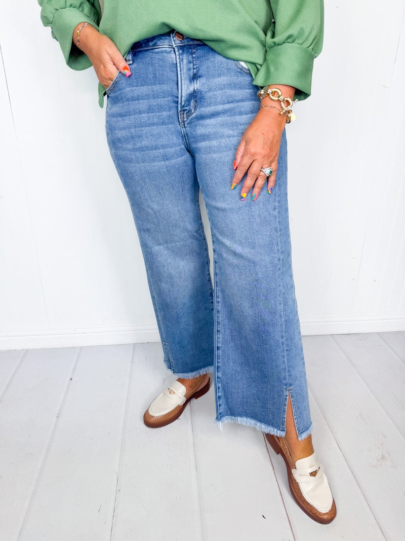Risen- Julia Mid Rise Front Slit Jeans