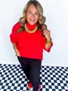 Winning In Red Sweater Top