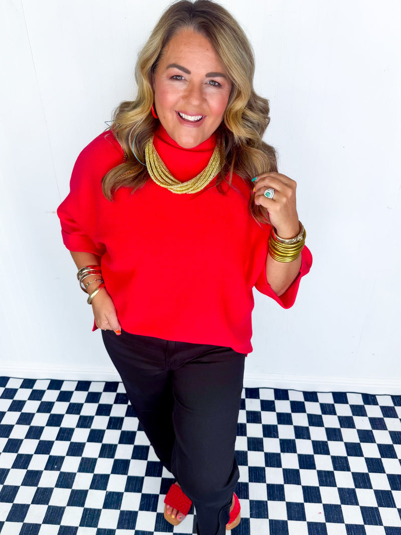 Winning In Red Sweater Top