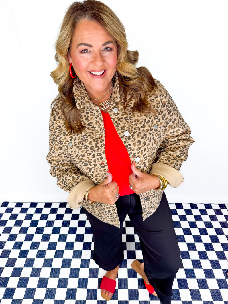 Risen- Untamed Leopard Denim Jacket