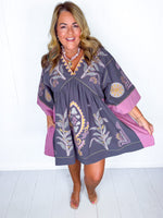Dusty Plum Embroidered Dress