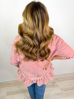 Brick and Cream Striped Button Down