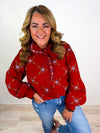 Autumn Floral Embroidered Rust Button Down