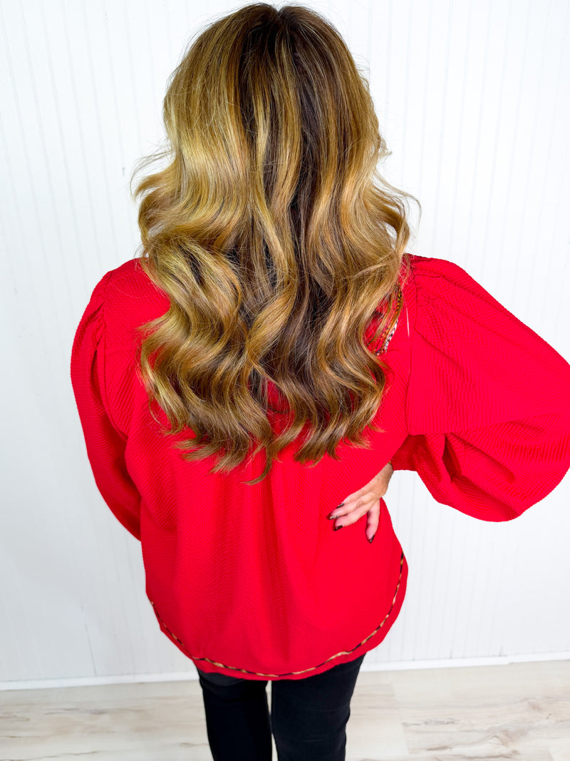 Rouge Bubble Sleeve Top