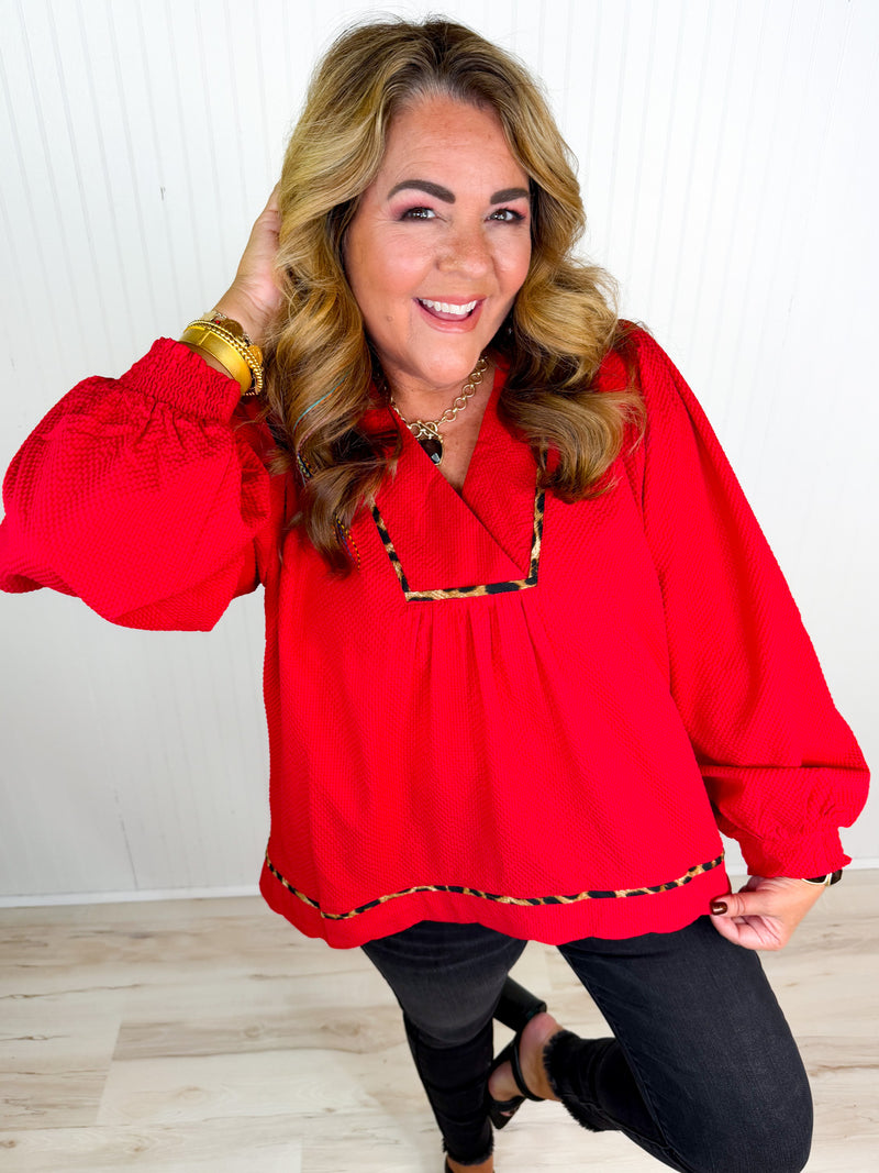Rouge Bubble Sleeve Top