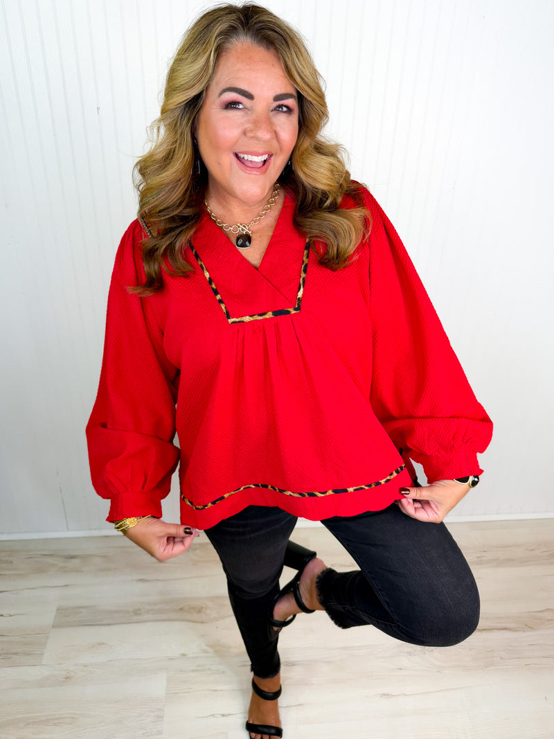 Rouge Bubble Sleeve Top