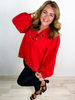 Rouge Bubble Sleeve Top