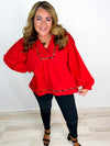 Rouge Bubble Sleeve Top