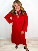 Mariah Crimson Mock Neck Sweater Dress