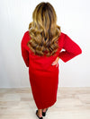 Mariah Crimson Mock Neck Sweater Dress