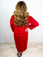 Mariah Crimson Mock Neck Sweater Dress