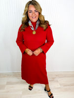 Mariah Crimson Mock Neck Sweater Dress