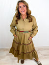 Traditional Taupe Button Down Dress