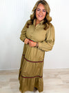 Traditional Taupe Button Down Dress