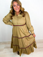 Traditional Taupe Button Down Dress