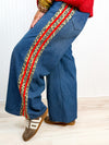 Leopard & Denim Wide Leg Pants