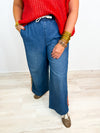 Leopard & Denim Wide Leg Pants
