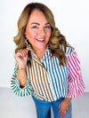 Breezy Stripes Button Down