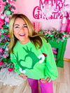 QOS- Green Grinch Heart  Hands Sweatshirt