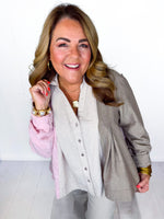 Brownie and Blush Button Down