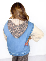 Leopard Time Denim Hoodie Vest