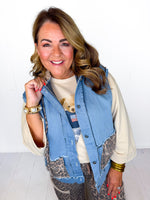 Leopard Time Denim Hoodie Vest