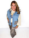 Leopard Time Denim Hoodie Vest
